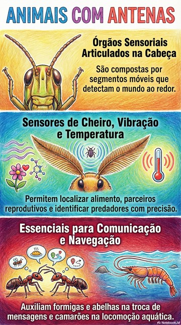 Animais com antenas Infográfico com as características e funções das antenas nos animais