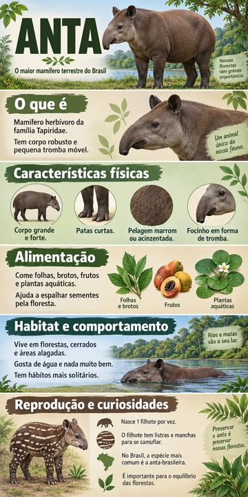 Infográfico sobre as principais características da Anta Infográfico sobre as principais características da Anta