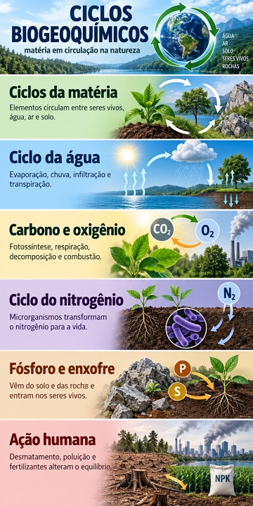 Infográfico sobre os ciclos biogeoquímicos Infográfico sobre os ciclos biogeoquímicos