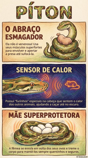 Infográfico com as características da cobra Píton Infográfico com as características da cobra Píton
