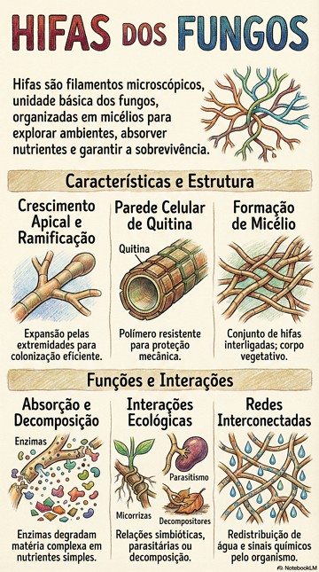 Hifas dos fungos Infográfico sobre as hifas dos fungos: o que são, características e funções