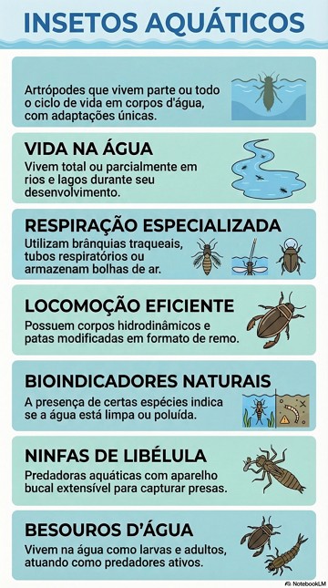 Insetos aquáticos Infográfico com as características e exemplos de insetos aquáticos