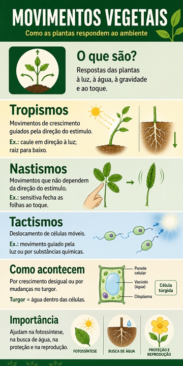 Infográfico sobre os movimentos vegetais Infográfico sobre os movimentos vegetais