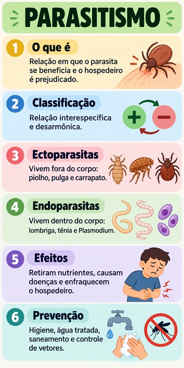 Infográfico resumido sobre o Parasitismo Infográfico resumido sobre o Parasitismo