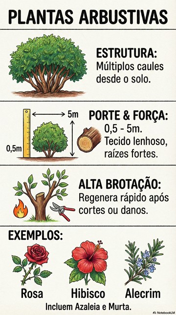 Infogr&aacute;fico com resumo sobre as plantas arbustivas