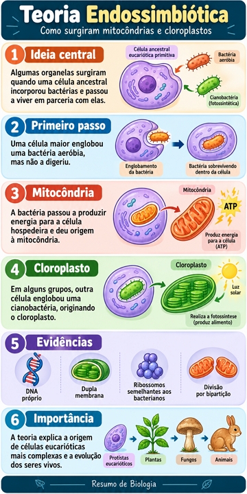 Infografico did&aacute;tico sobre a teoria Endossimbiotica