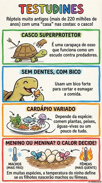 Infogr&aacute;fico com as caracter&iacute;sticas principais dos testudines
