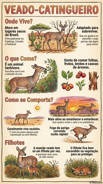 Infogr&aacute;fico com s&iacute;ntese sobre o veado-catingueiro