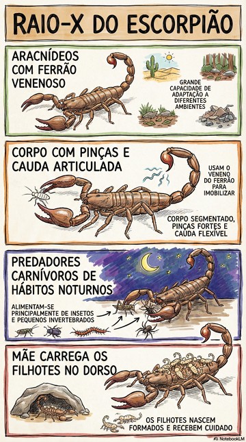 Características dos escorpiões Infográfico com as características dos escorpiões