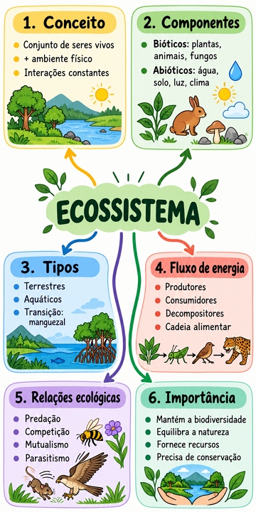 Mapa mental didático e resumido sobre Ecossistema Mapa mental didático e resumido sobre Ecossistema